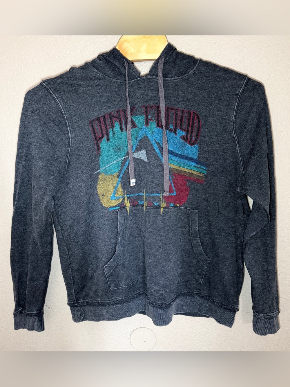 Junk Food Clothing Black Pink Floyd Pullover Hoodie with Multicolor Graphic